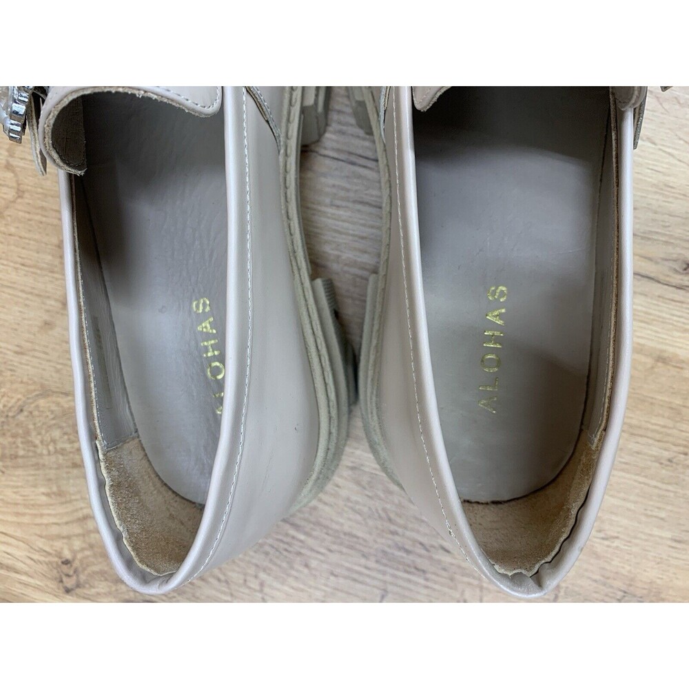 Alohas Trailblazer Loafers Shoes Women's Size US 9 EU 40 Beige Crystal Buckle - Picture 13 of 16